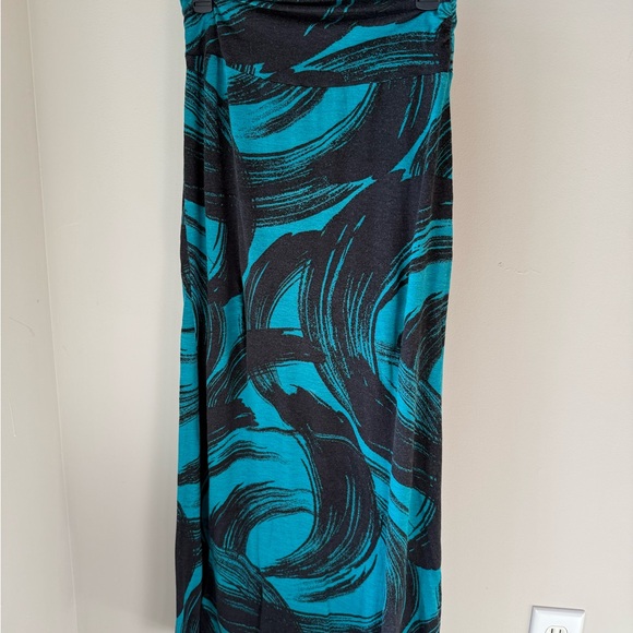 Teal and Black Abstract Maxi Skirt - Picture 1 of 5